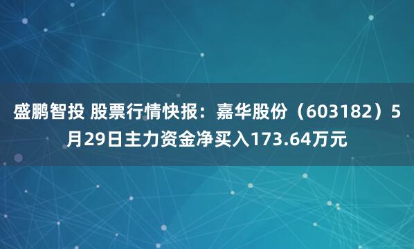 盛鹏智投 股票行情快报：嘉华股份（603182）5月29日主力资金净买入173.64万元